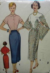 9480  MCCALLS 1953 LONGER ONE PIECE WRAP AROUND SKIRT, STOLE PATTERN 26'' WAIST